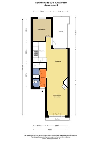 Floorplan - Schinkelkade 60-1, 1075 VL Amsterdam